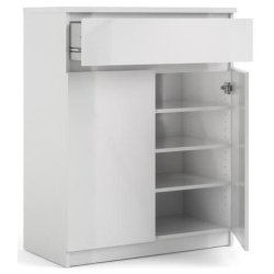 Nibe sknk 80 cm bred i hvid hjglans med stort skab og 1 skuffe.