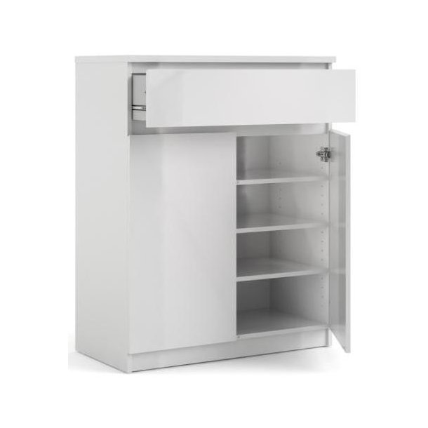 Nibe sknk 80 cm bred i hvid hjglans med stort skab og 1 skuffe.