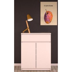 Nibe sknk 80 cm bred i hvid hjglans med stort skab og 1 skuffe.