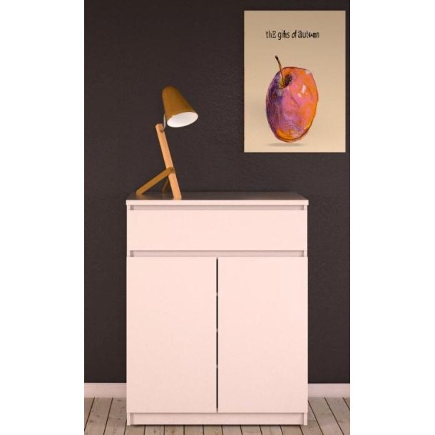 Nibe sknk 80 cm bred i hvid hjglans med stort skab og 1 skuffe.