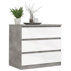 Nibe 75 cm kommode i beton look  med 3 skuffer.