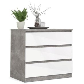 Nibe 75 cm kommode i beton look  med 3 skuffer.