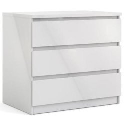 Nibe 75 cm kommode i hvid hjglans  med 3 skuffer.