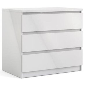 Nibe 75 cm kommode i hvid hjglans  med 3 skuffer.