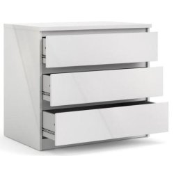 Nibe 75 cm kommode i hvid hjglans  med 3 skuffer.