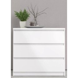 Nibe 75 cm kommode i hvid hjglans  med 3 skuffer.