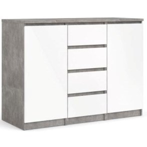 Nibe sk�nk i beton look 120 cm bred med 2 skabe og 4 skuffer.
