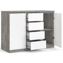 Nibe sk�nk i beton look 120 cm bred med 2 skabe og 4 skuffer.