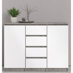 Nibe sk�nk i beton look 120 cm bred med 2 skabe og 4 skuffer.