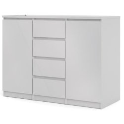 Nibe sknk i hvid hjglans 120 cm bred med 2 skabe og 4 skuffer.