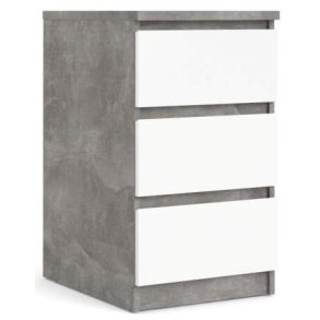 Nibe 40 cm smal kommode i beton look med 3 skuffer.