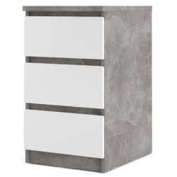 Nibe 40 cm smal kommode i beton look med 3 skuffer.