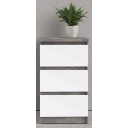 Nibe 40 cm smal kommode i beton look med 3 skuffer.