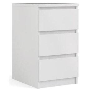 Nibe 40 cm smal kommode i hvid hjglans med 3 skuffer.