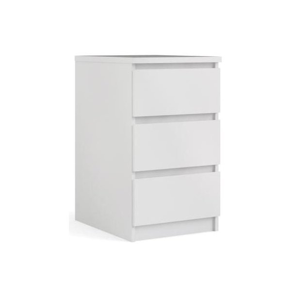 Nibe 40 cm smal kommode i hvid hjglans med 3 skuffer.