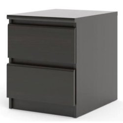 Nibe 40 cm bredt natbord i sort kaffe med 2 skuffer.