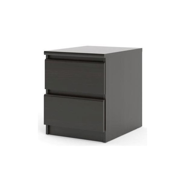 Nibe 40 cm bredt natbord i sort kaffe med 2 skuffer.