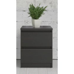 Nibe 40 cm bredt natbord i sort kaffe med 2 skuffer.