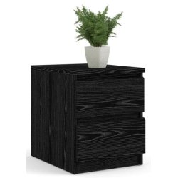 Nibe 40 cm bredt natbord i sort ask med 2 skuffer.