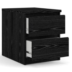 Nibe 40 cm bredt natbord i sort ask med 2 skuffer.