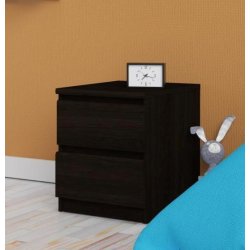 Nibe 40 cm bredt natbord i sort ask med 2 skuffer.