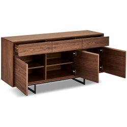 Rungsted 155 cm bred sknk i valnd med 3 skabe og 3 skuffer.