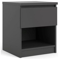 Nibe 40 cm bredt mat sort natbord med 1 skuffe og 1 hylde.