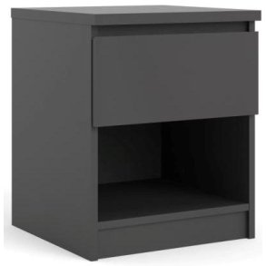 Nibe 40 cm bredt mat sort natbord med 1 skuffe og 1 hylde.