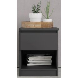 Nibe 40 cm bredt mat sort natbord med 1 skuffe og 1 hylde.