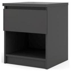 Nibe 40 cm bredt mat sort natbord med 1 skuffe og 1 hylde.