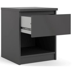 Nibe 40 cm bredt mat sort natbord med 1 skuffe og 1 hylde.
