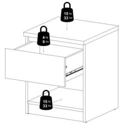 Nibe 40 cm bredt natbord beton look og med 1 skuffe.