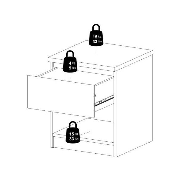 Nibe 40 cm bredt natbord beton look og med 1 skuffe.