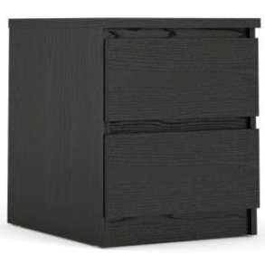 Nibe 40 cm bredt natbord i sort ask med 2 skuffer.