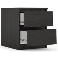 Nibe 40 cm bredt natbord i sort ask med 2 skuffer.