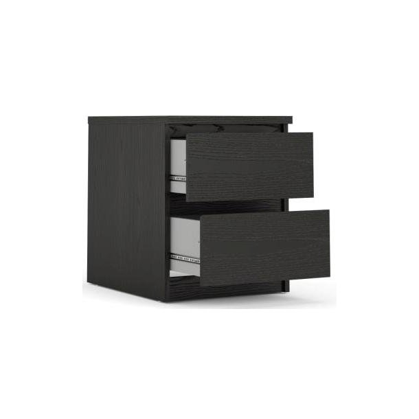 Nibe 40 cm bredt natbord i sort ask med 2 skuffer.