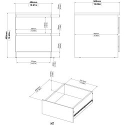Nibe 40 cm bredt natbord i sort ask med 2 skuffer.