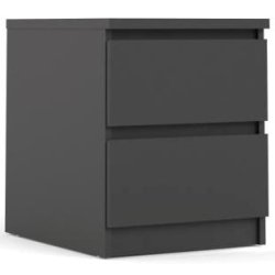 Nibe 40 cm bredt mat sort natbord med 2 skuffer.