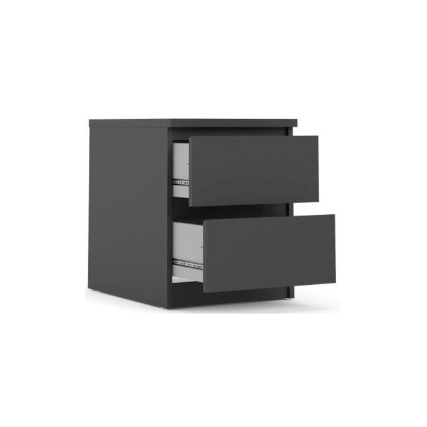 Nibe 40 cm bredt mat sort natbord med 2 skuffer.