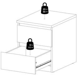 Nibe 40 cm bredt mat sort natbord med 2 skuffer.