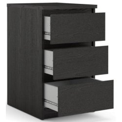 Nibe 40 cm smal kommode i sort ask med 3 skuffer.