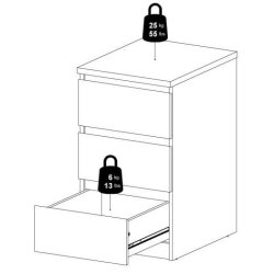 Nibe 40 cm smal kommode mat sort med 3 skuffer.