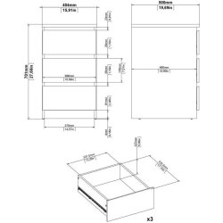 Nibe 40 cm smal kommode mat sort med 3 skuffer.