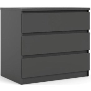Nibe 75 cm mat sort kommode med 3 skuffer.