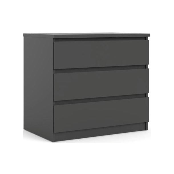 Nibe 75 cm mat sort kommode med 3 skuffer.