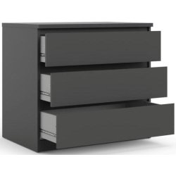 Nibe 75 cm mat sort kommode med 3 skuffer.