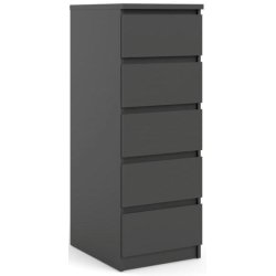  Nibe 40 cm bred kommode mat sort med 5 skuffer.