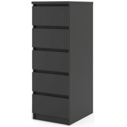  Nibe 40 cm bred kommode mat sort med 5 skuffer.