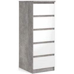 Nibe 40 cm smal kommode i beton look med 5 skuffer.