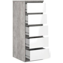 Nibe 40 cm smal kommode i beton look med 5 skuffer.